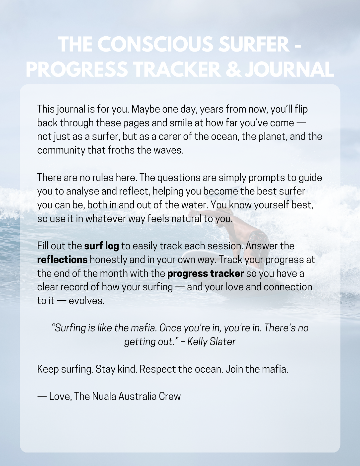 The Conscious Surfer - Progress Tracker & Journal - Digital PDF Download