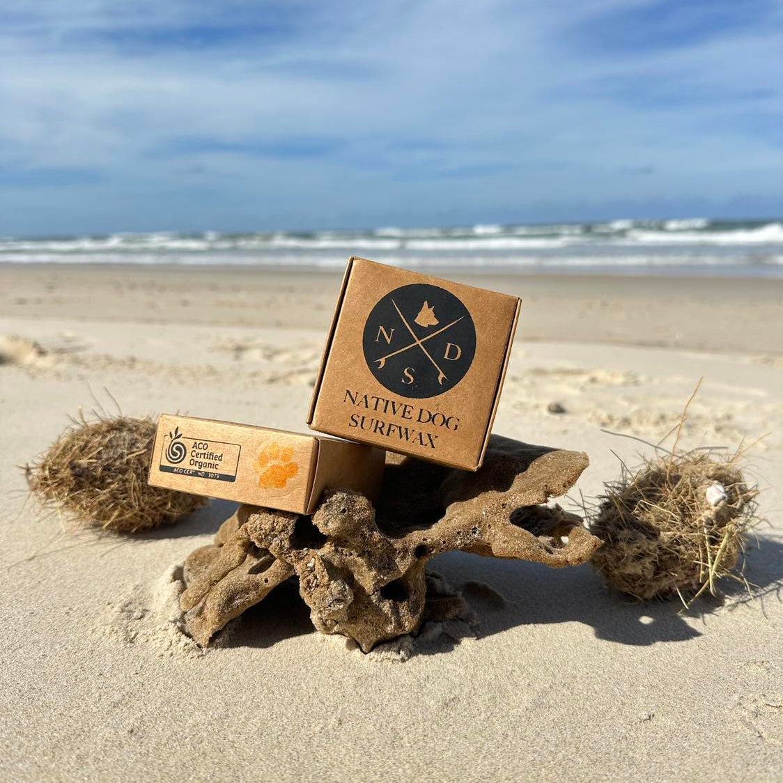 Organic Native Dog Surf Wax- 4 PACK - Base Coat / Tropical Water (Orange Paw)