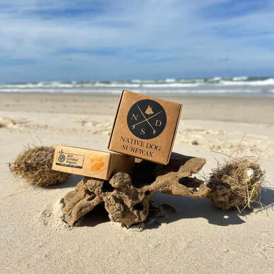 Organic Native Dog Surf Wax- 4 PACK - Base Coat / Tropical Water (Orange Paw)